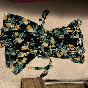 Eva Mendes Lemon Print Wrap Dress